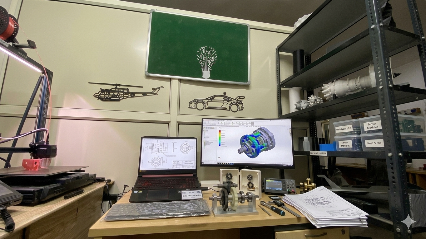 Finite Element Analysis (FEA) stress distribution simulation on a structural chassis at ThinkToReality.